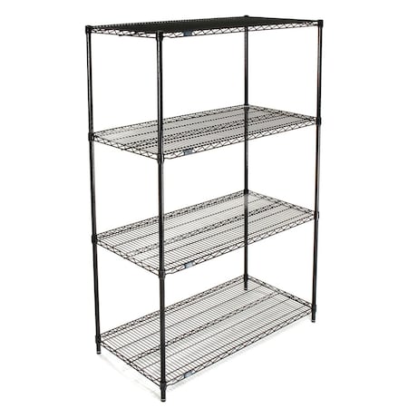 Nexel Wire Shelving, Black Epoxy, 42W X 18D X 63H 18426B